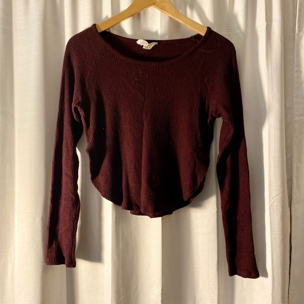 Long sleeve cropped top.